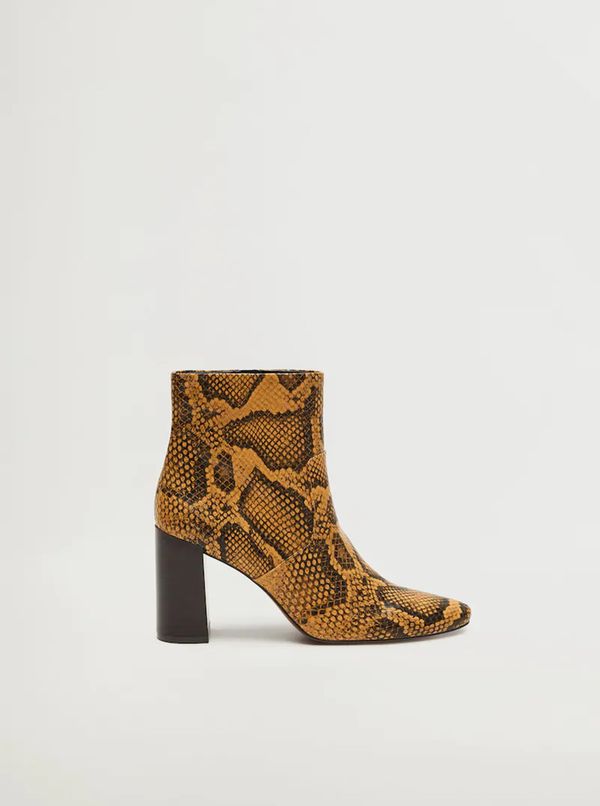 Mango Brown ankle boots with snake pattern Mango Caleo