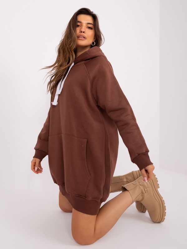 Fashionhunters Brown basic hoodie