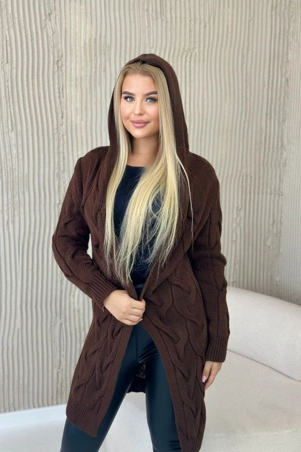 Kesi Włoski Brown cardigan with hood