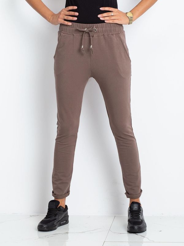 Fashionhunters Brown cotton sweatpants