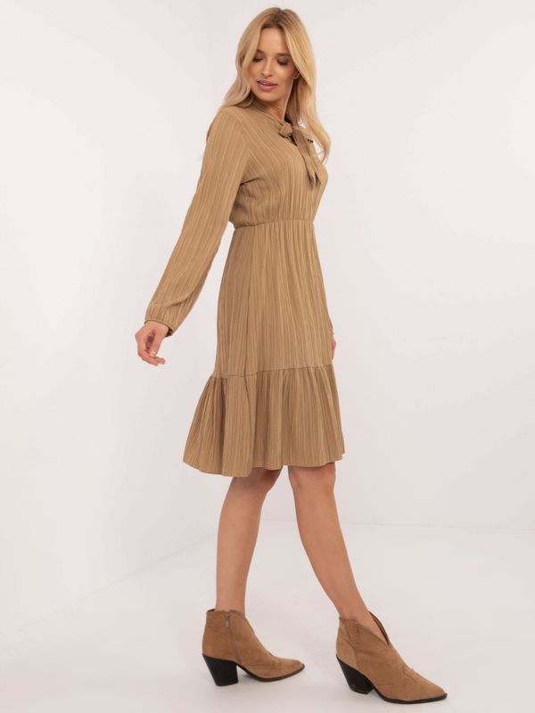 Fashionhunters Brown dress above the knee with ruffles OH BELLA