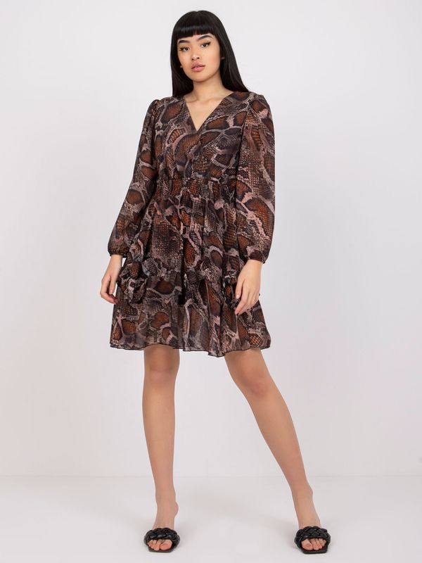 Fashionhunters Brown dress with prints by Adelina OCH BELLA