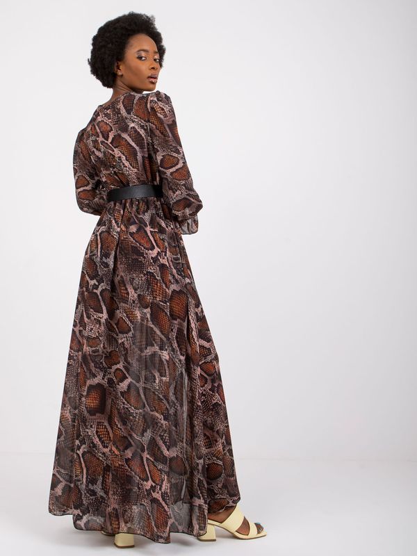 Fashionhunters Brown dress with slits Villa OCH BELLA