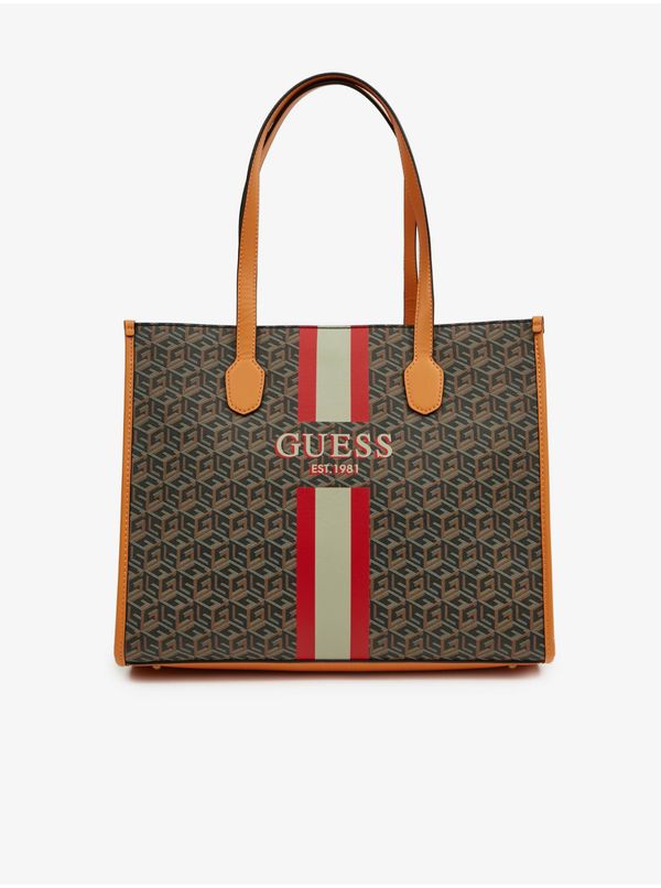 Guess Brown Ladies Patterned Handbag Guess Silvana - Ladies