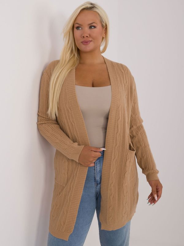 Fashionhunters Brown large women's cardigan with viscose