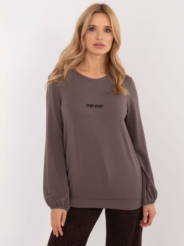 Fashionhunters Brown loose blouse with long sleeves