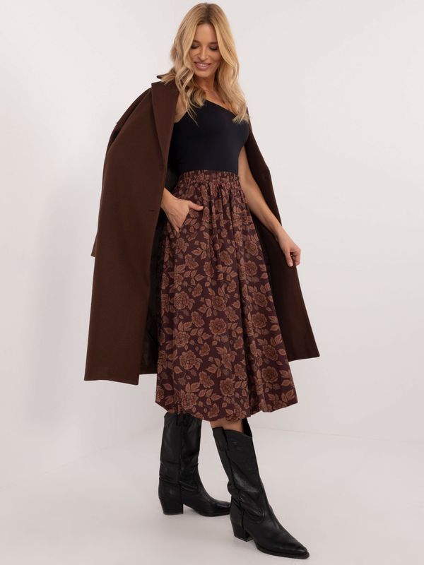 Fashionhunters Brown midi skirt with lining