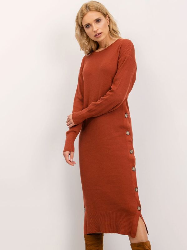 Fashionhunters BSL Brick red knitted dress
