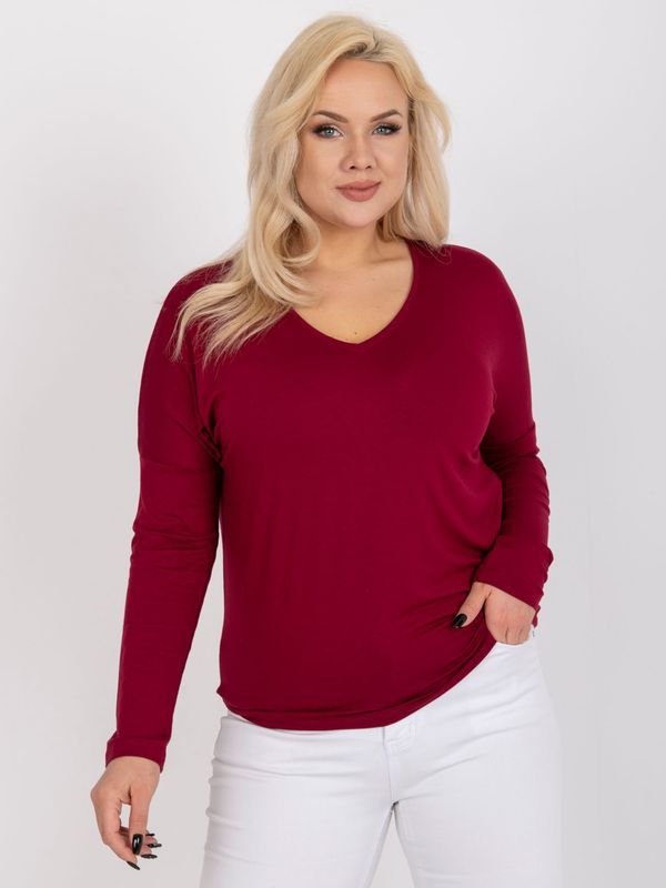 Fashionhunters Burgundy blouse in larger size made of viscose Elisa