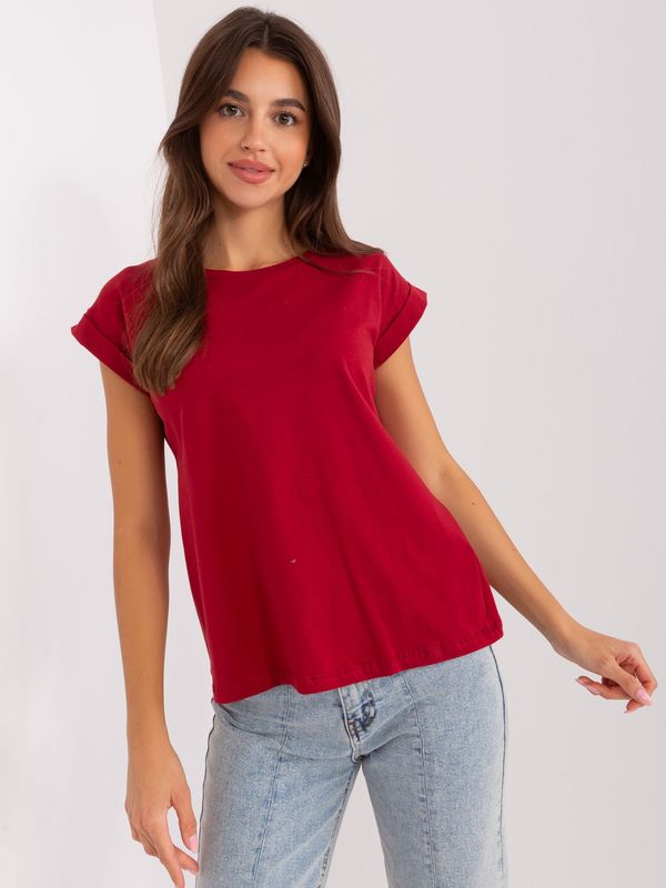 Fashionhunters Burgundy cotton women's T-shirt BASIC FEEL GOOD