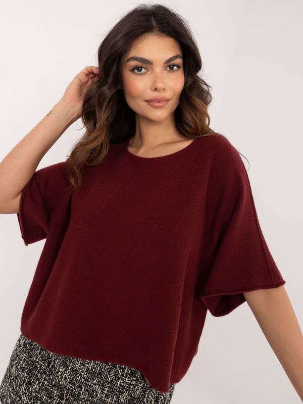 Fashionhunters Burgundy oversize sweater