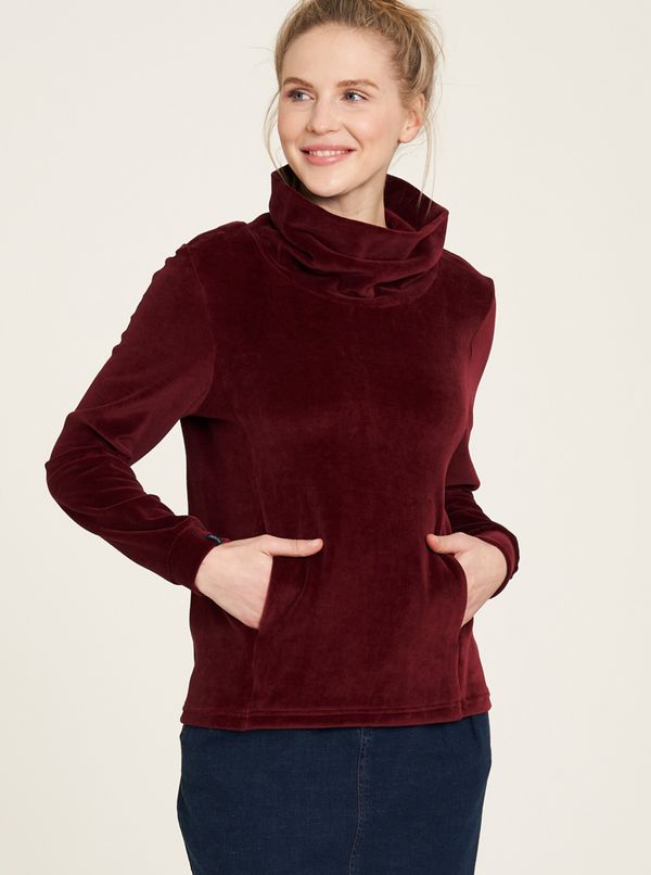 Tranquillo Burgundy Velvet Sweatshirt with Tranquillo Collar - Women