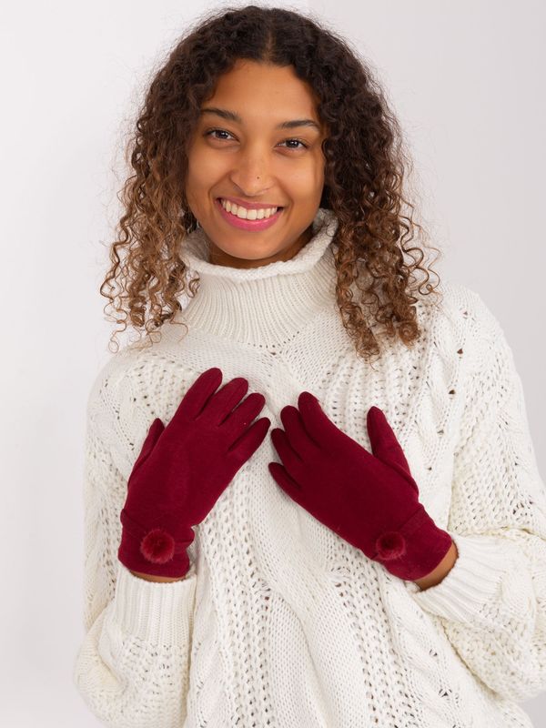 Fashionhunters Burgundy women's gloves with belt