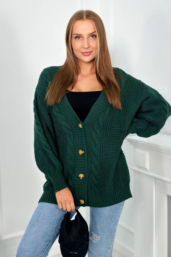 Kesi Button-down sweater with puff sleeves - dark green