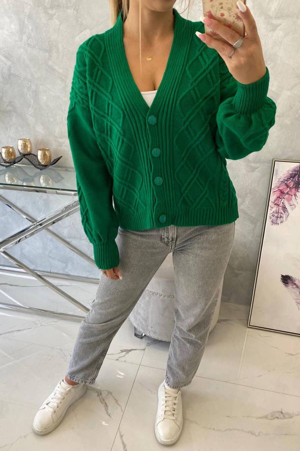 Kesi Button sweater with decorative green strings