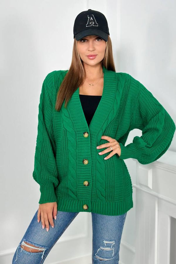 Kesi Buttoned sweater with puff sleeves green