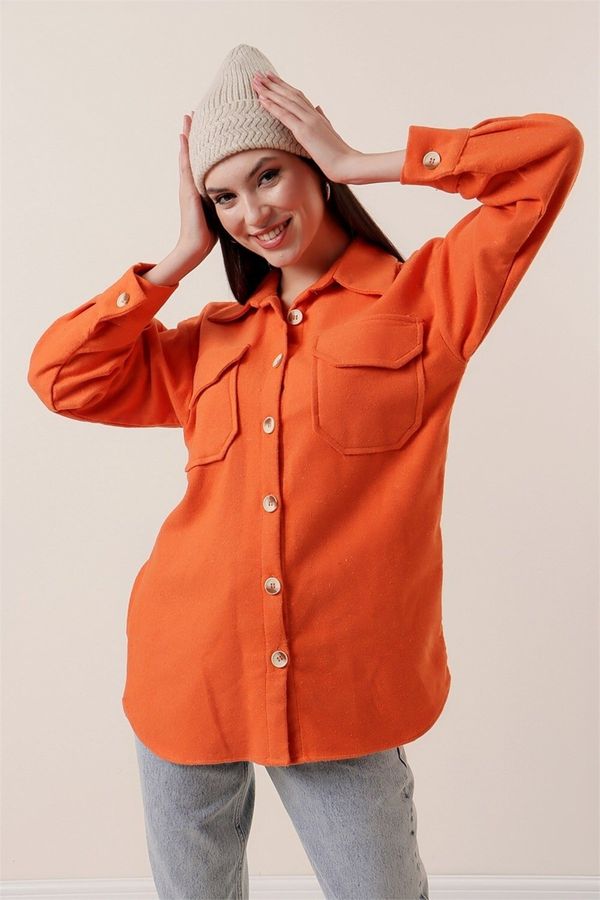By Saygı By Saygı Double Pocket Plain Cachet Shirt Orange