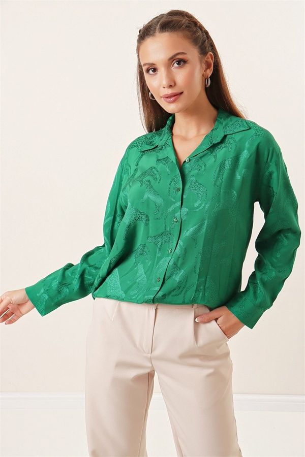 By Saygı By Saygı Leopard Embroidered Shirt Green