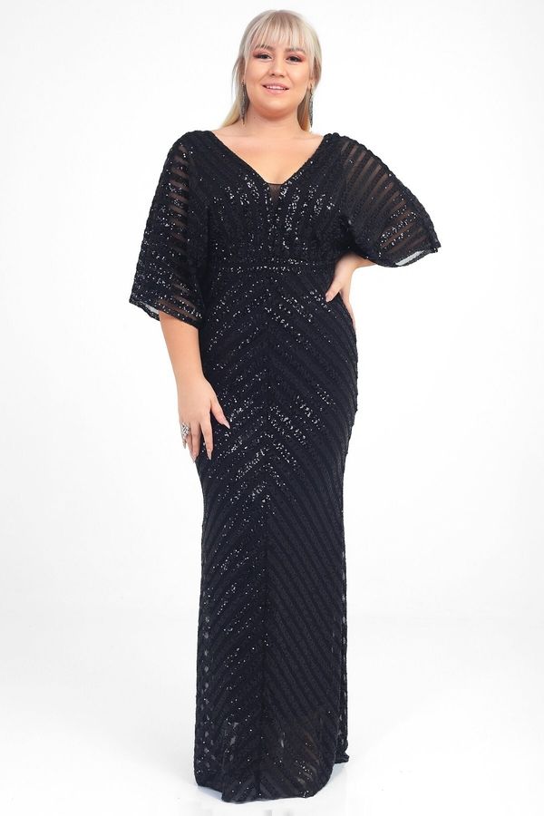 By Saygı By Saygı Ottoban Sequin Lined B.B Long Evening Dress