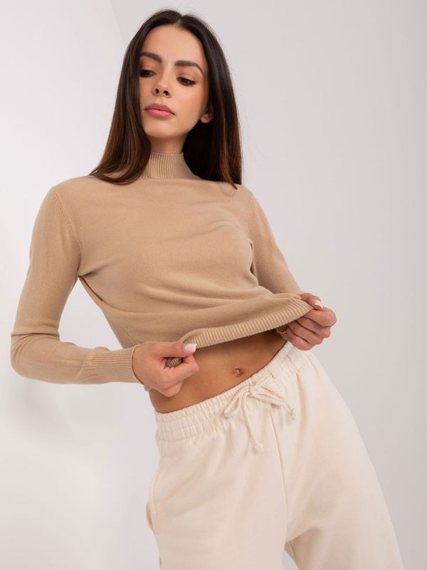 Fashionhunters Camel turtleneck with cuffs