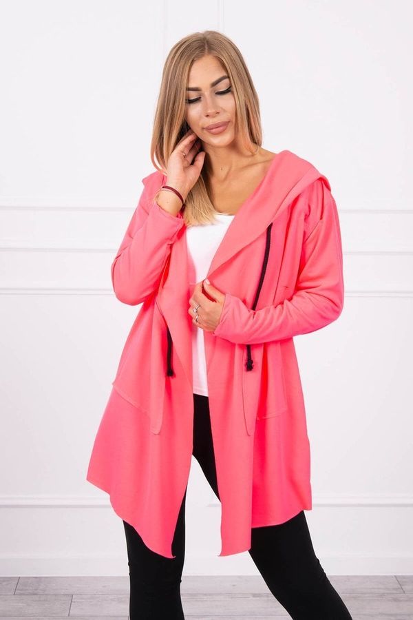 Kesi Cape with loose hood pink neon color