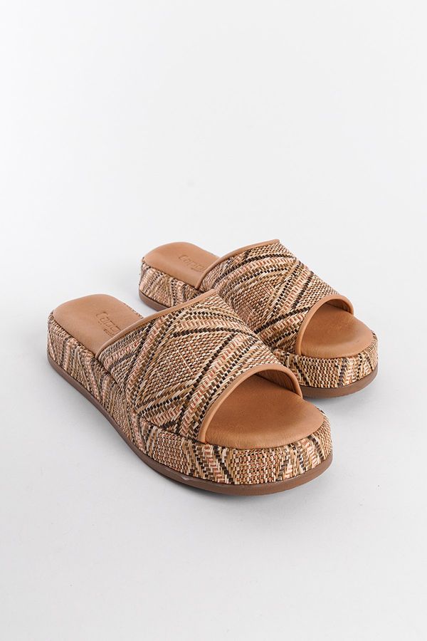 Capone Outfitters Capone Outfitters Straw Genuine Leather Single Strip Women's Slippers