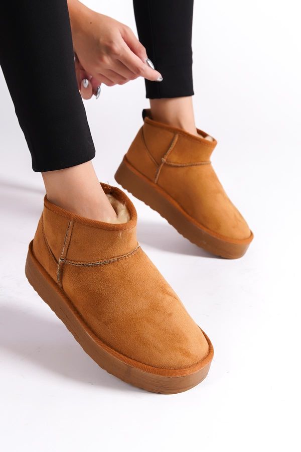 Capone Outfitters Capone Outfitters Women's Short Boots With A Thick Sole, Round Toe And Shearling.