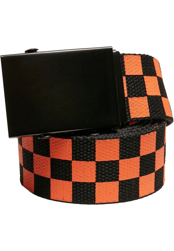 Urban Classics Check And Solid Canvas Belt 2-Pack Black/Orange