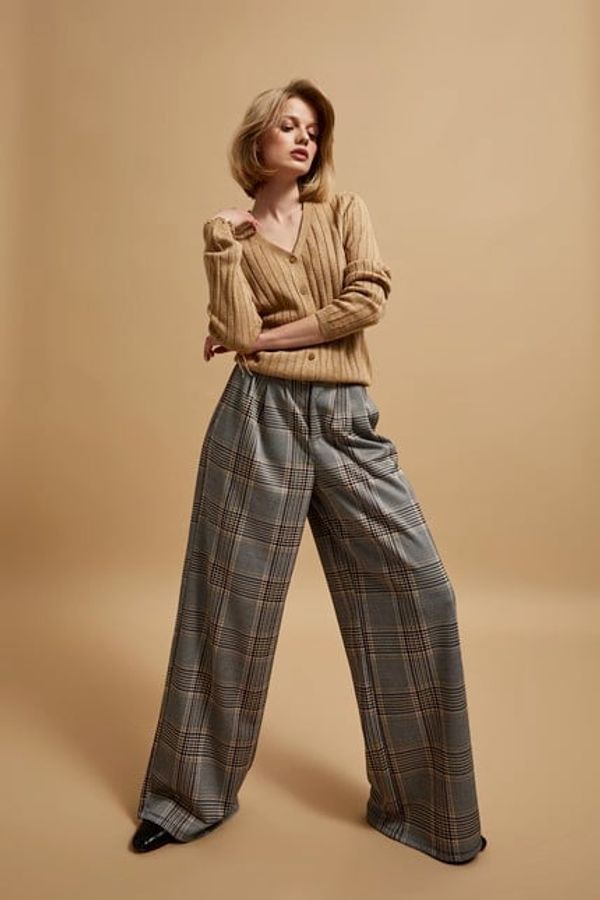 Moodo Checkered trousers with wide legs
