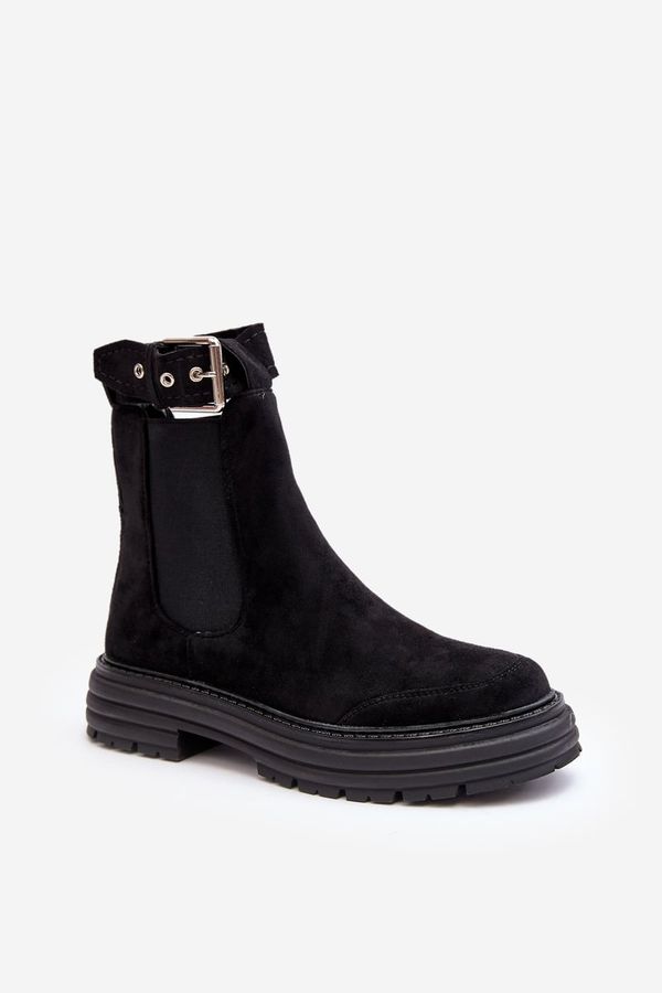 Kesi Chelsea suede boots with a massive sole, Black Ozaro