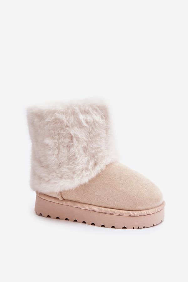 Kesi Children's ankle snow boots with fur light beige Crisie