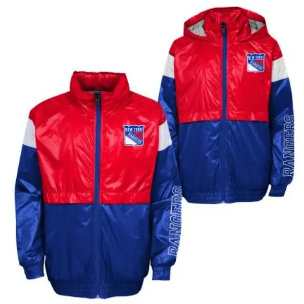 Outerstuff Children's Jacket Outerstuff GOAL LINE STANCE FZ WINDBREAKE NEW YORK RANGERS