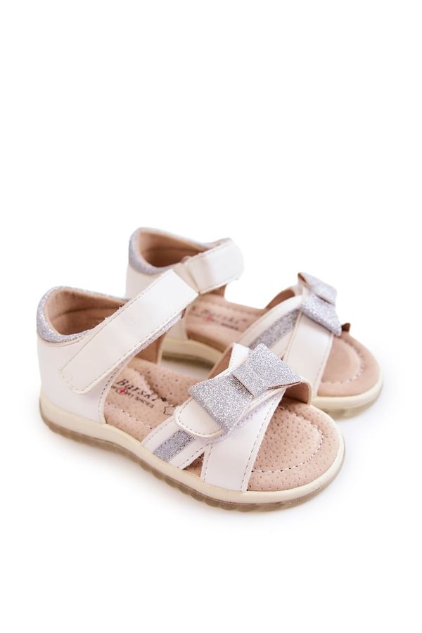 Kesi Children's leather Velcro sandals White Lolly