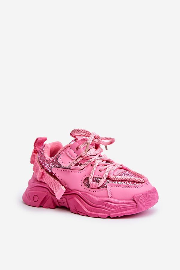 FR1 Children's sneakers decorated with sequins pink Liatoma