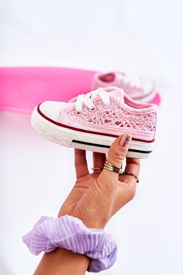 Kesi Children's sneakers with lace pink Roly-Poly