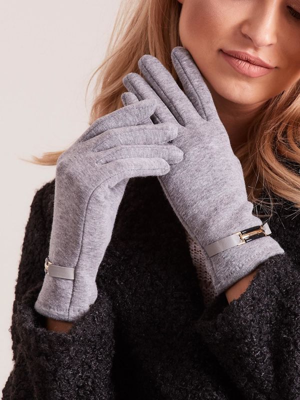 Fashionhunters Classic grey women's gloves