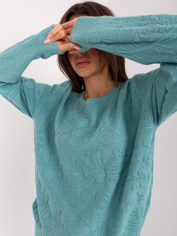 Fashionhunters Classic mint sweater with long sleeves
