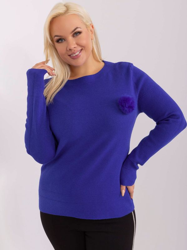 Fashionhunters Cobalt blue casual plus-size sweater with tassel