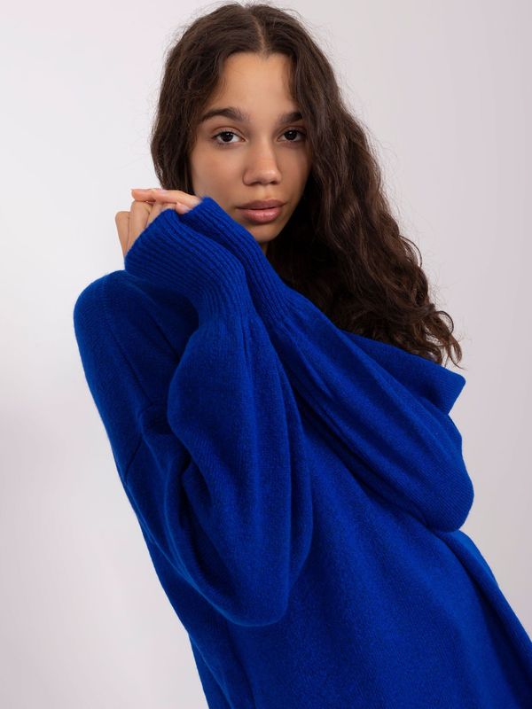 Fashionhunters Cobalt blue oversize sweater with cuffs