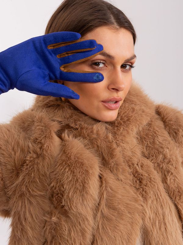 Fashionhunters Cobalt blue touch gloves with decorative strap