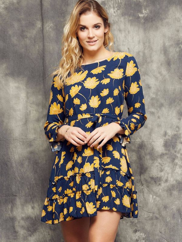 Cocomore Cocomore Boutiqe floral dress tied at the waist navy blue