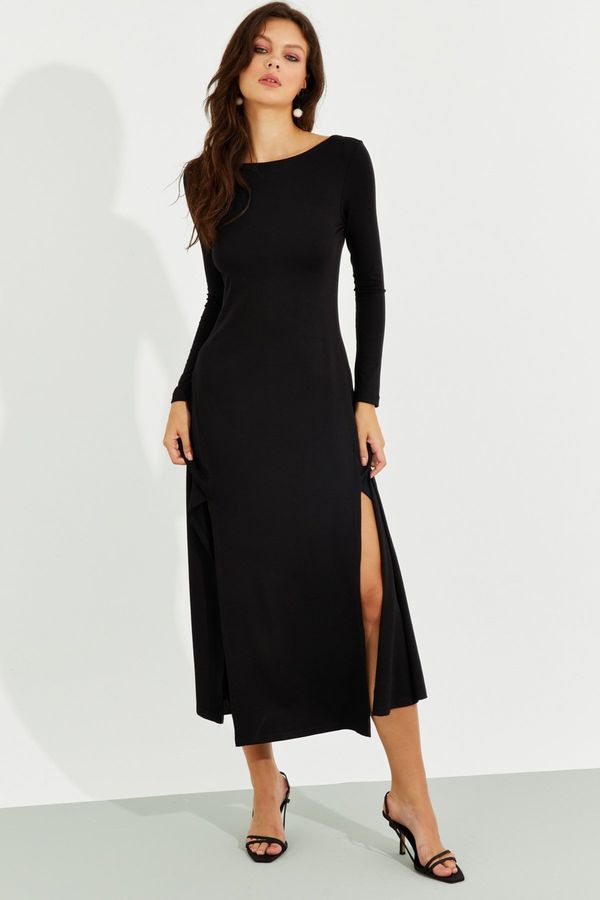 Cool & Sexy Cool & Sexy Women's Black Backless Double Slit Maxi Dress