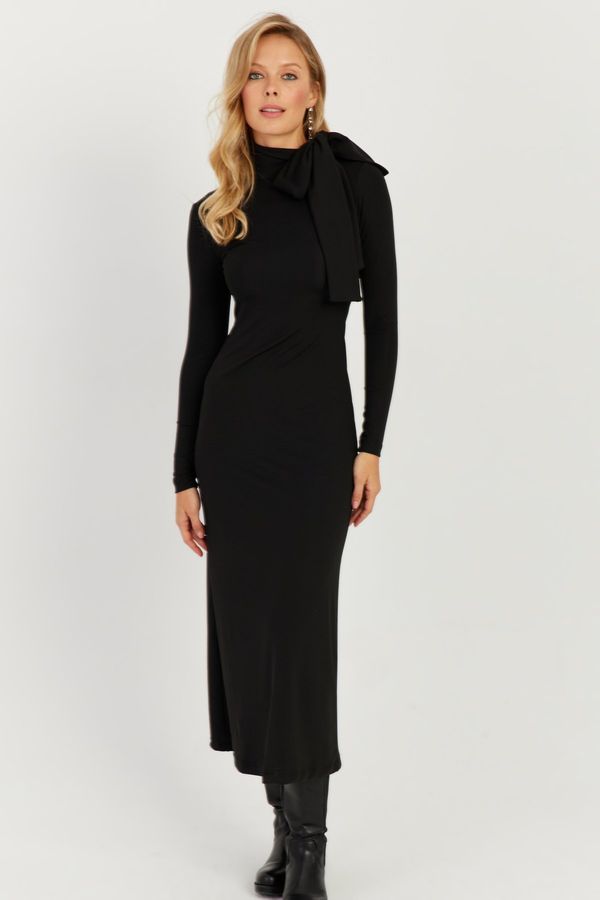 Cool & Sexy Cool & Sexy Women's Black Bow Midi Dress