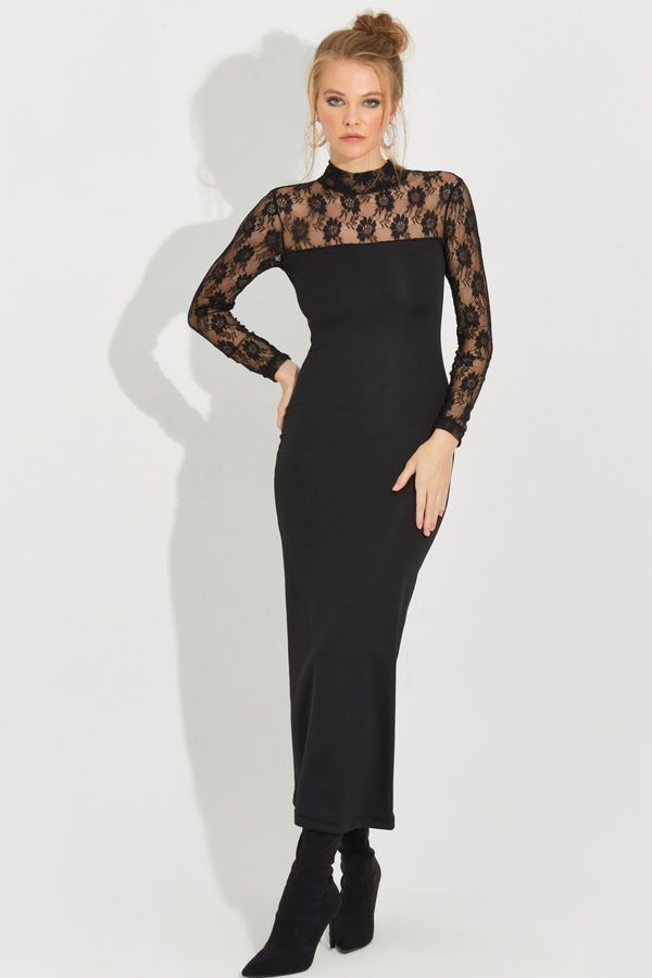 Cool & Sexy Cool & Sexy Women's Black Lace Detailed Maxi Dress