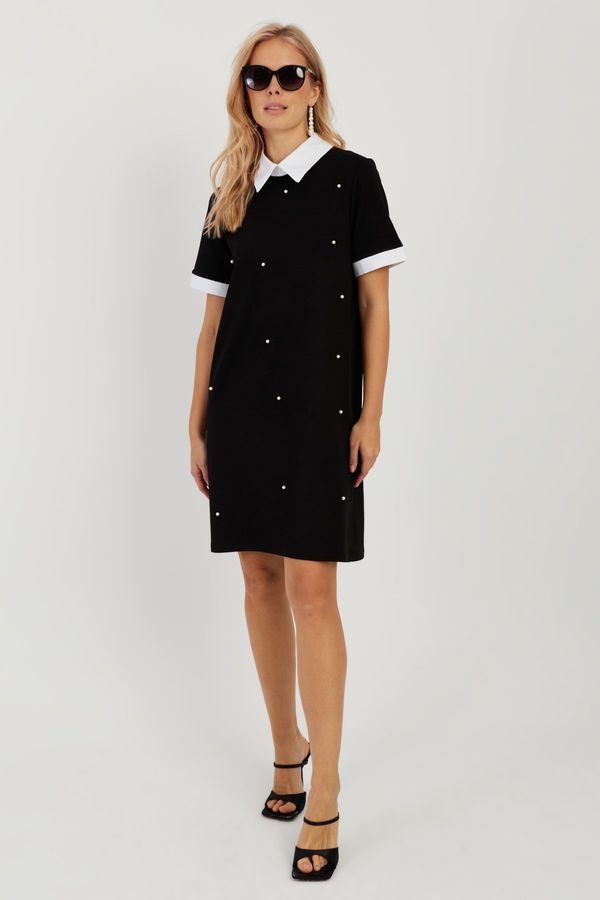 Cool & Sexy Cool & Sexy Women's Black Pearl Midi Dress