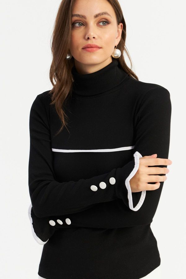 Cool & Sexy Cool & Sexy Women's Black Turtleneck Camisole Blouse