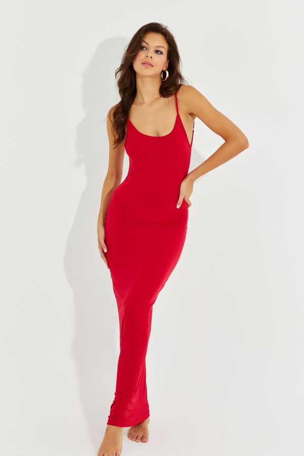 Cool & Sexy Cool & Sexy Women's Red Adjustable Strap Maxi Dress
