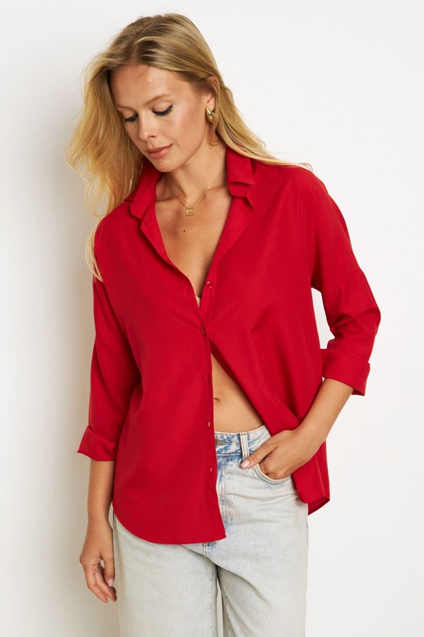 Cool & Sexy Cool & Sexy Women's Red Basic Shirt K1251