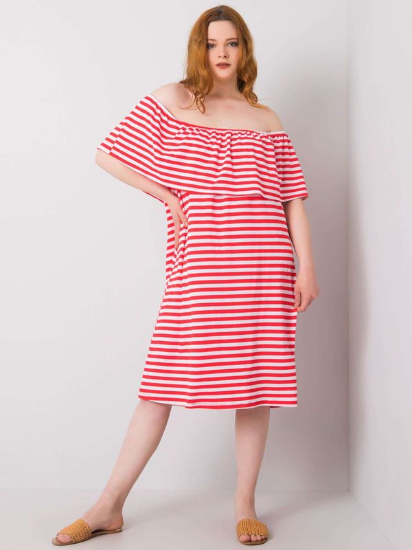 Fashionhunters Coral and white dresses plus sizes