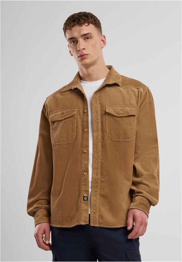 Brandit Corduroy Classic Long Sleeve Camel Shirt
